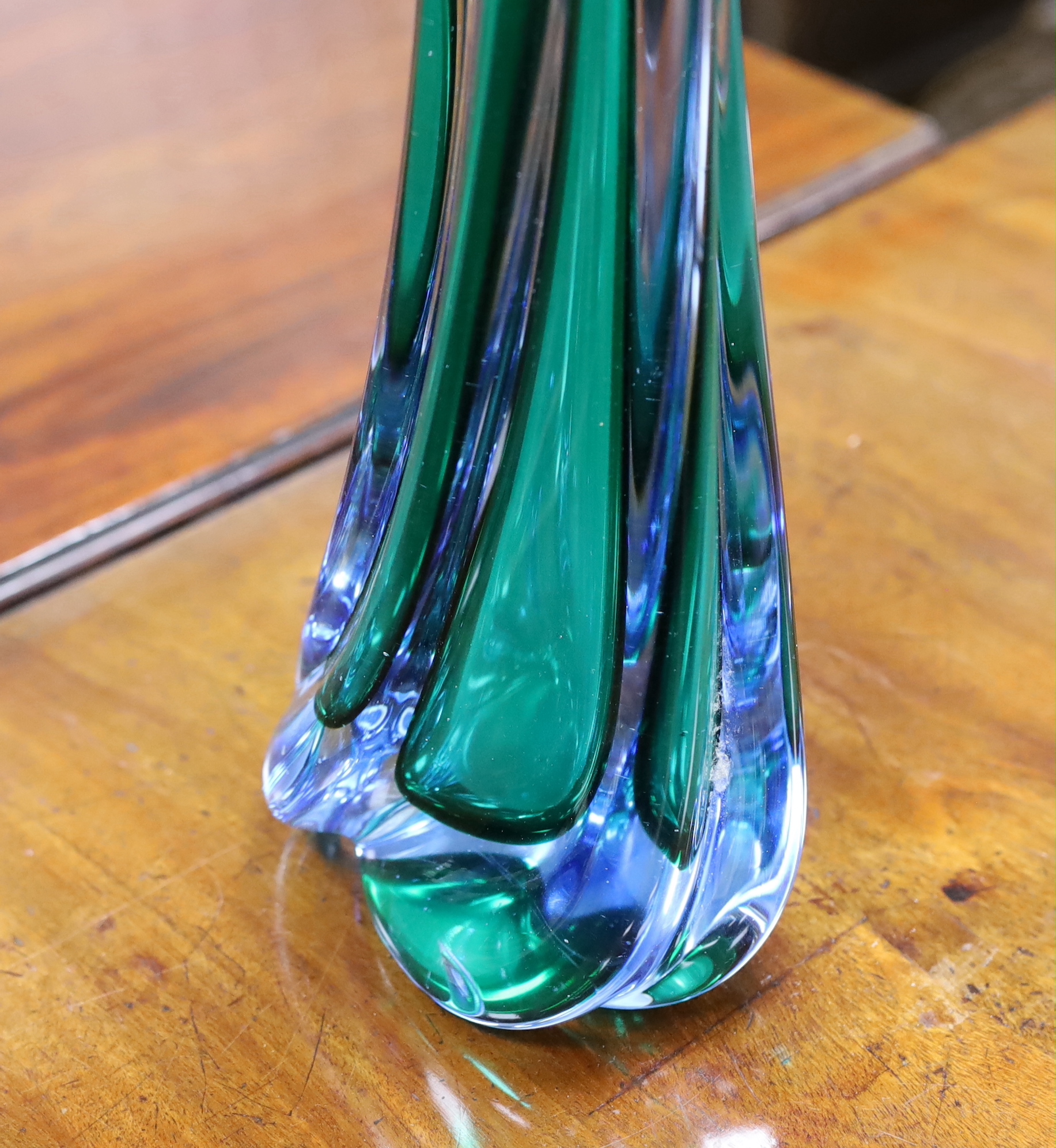 A Murano glass table lamp base, 49.5cm high overall